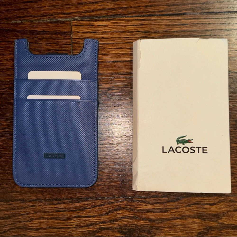Lacoste Mens Blue Cow Leather IPhone Sleeve Credit Card Holder (NH0839ED)